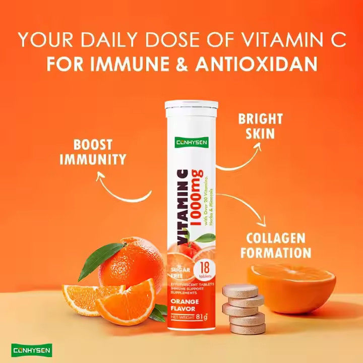 OEM ODM Vitamina C compresse effervescenti 1000mg Oltre 20 Vitamine Erbe minerali Supporto immunitario