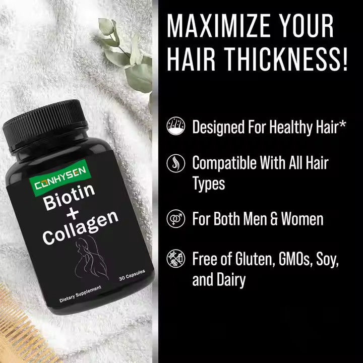 OEM Estratto vegetale di collagene Capsule di biotina Supplemento di cheratina per capelli e pelle sani