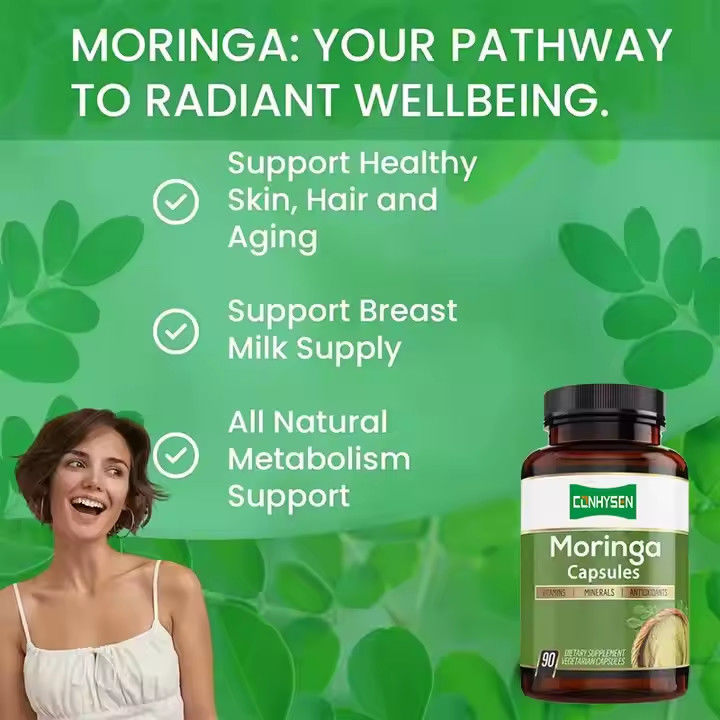 Sapore personalizzato Capsule di Moringa Organico Puro per Sistema Immunitario e Potenziatore di Energia