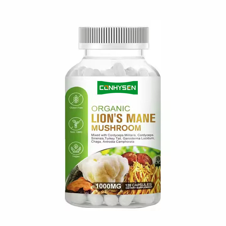 OEM Organic Capsule di criniera di leone con supplemento di coda di tacchino Supporto alla memoria Salute del cervello