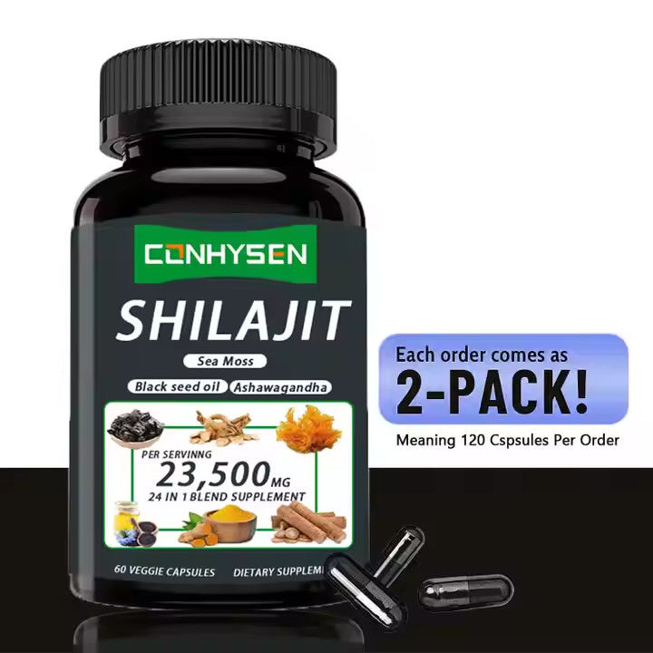 OEM Himalayan Shilajit Capsule Acido fulvico Minerali Acido marino Muschio Acido naturale Miscela migliora l'energia