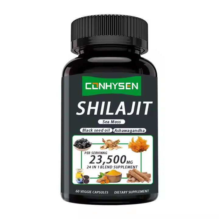 OEM Himalayan Shilajit Capsule Acido fulvico Minerali Acido marino Muschio Acido naturale Miscela migliora l'energia