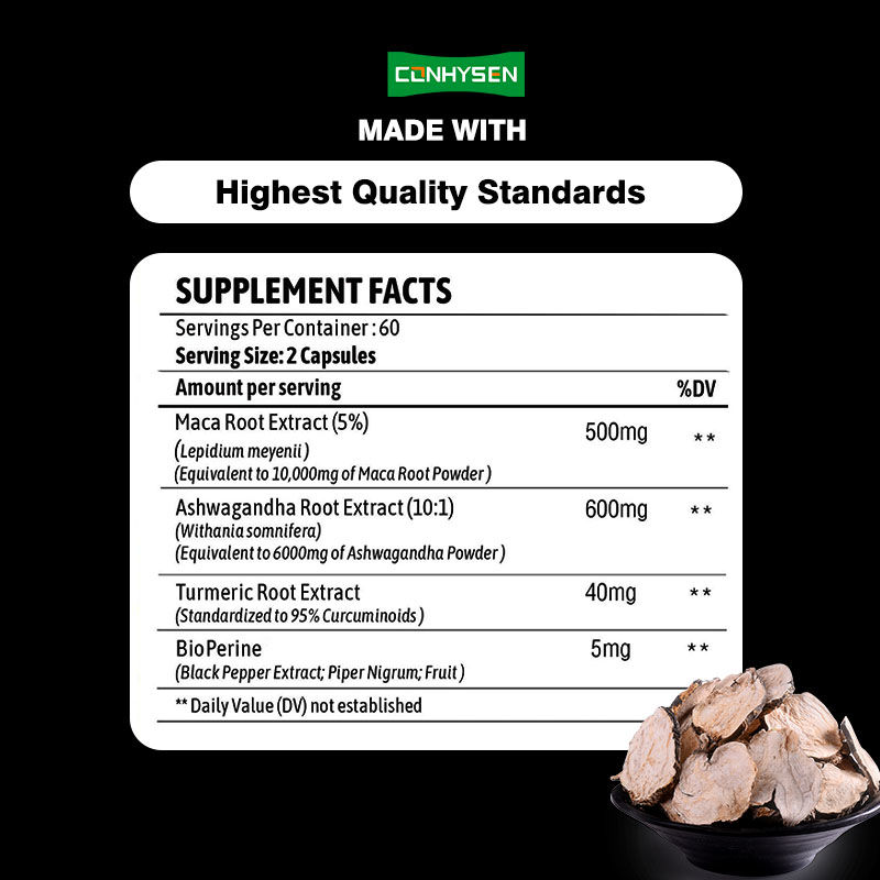Personalizzazione di fabbrica capsule di Maca, Ashwagandha e Curcuma per l'equilibrio ormonale