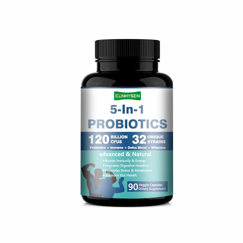 Fornitura di fabbrica capsule prebiotiche 5-in-1 Migliora la salute digestiva Complesso probiotico premium