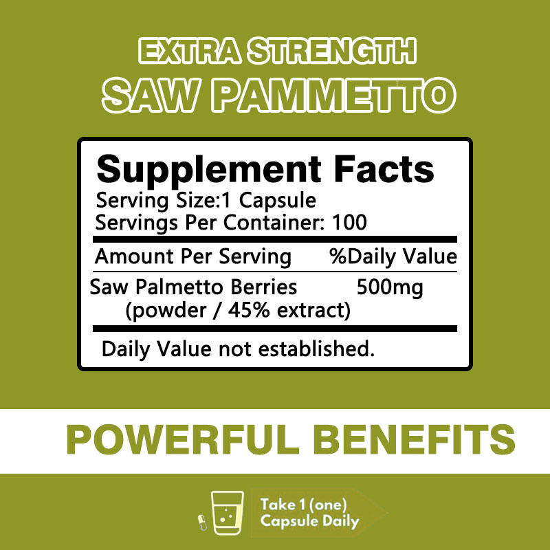 Produttore di integratori Saw Palmetto Capsule Extra Fortezza Per Ridurre la Perdita dei Capelli Supporta la Crescita