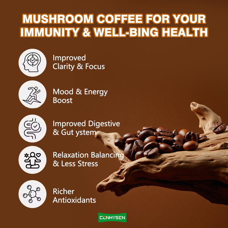 Bevanda rinfrescante a basso prezzo aumenta l'energia Funghi Caffè con Cordyceps Reishi Senza Glutene