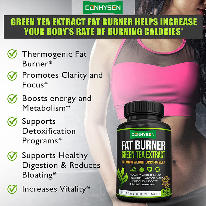 Estratto di tè verde biologico Capsule per la perdita di peso con chicchi di caffè verde Supplementi naturali di dimagrimento bruciatore di grassi