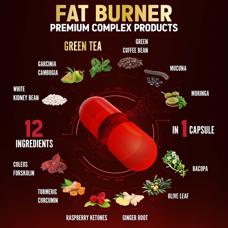 Extra Strength 12 in 1 Fat Burner per donne Capsule vegane con tè verdeGarcinia Cambogia Bianco Reni Fagioli Metabolismo Supporto alla digestione