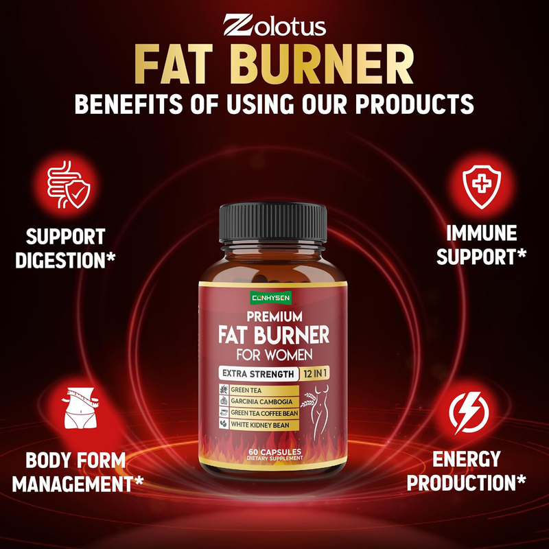 Extra Strength 12 in 1 Fat Burner per donne Capsule vegane con tè verdeGarcinia Cambogia Bianco Reni Fagioli Metabolismo Supporto alla digestione