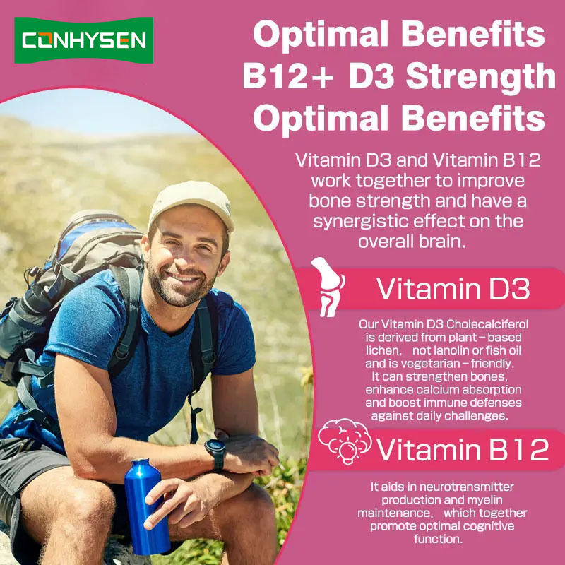 Etichetta privata Vitamina B12 gomme Aumenta l'energia Promuove la salute del cuore Mantenere la salute generale Fornitura naturale