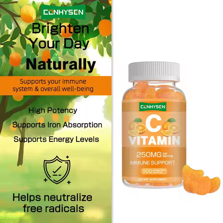 Caramelle gommose OEM ODM alla vitamina C 60 per rafforzare il sistema immunitario, integratore vitaminico per adulti, caramelle alla vitamina C
