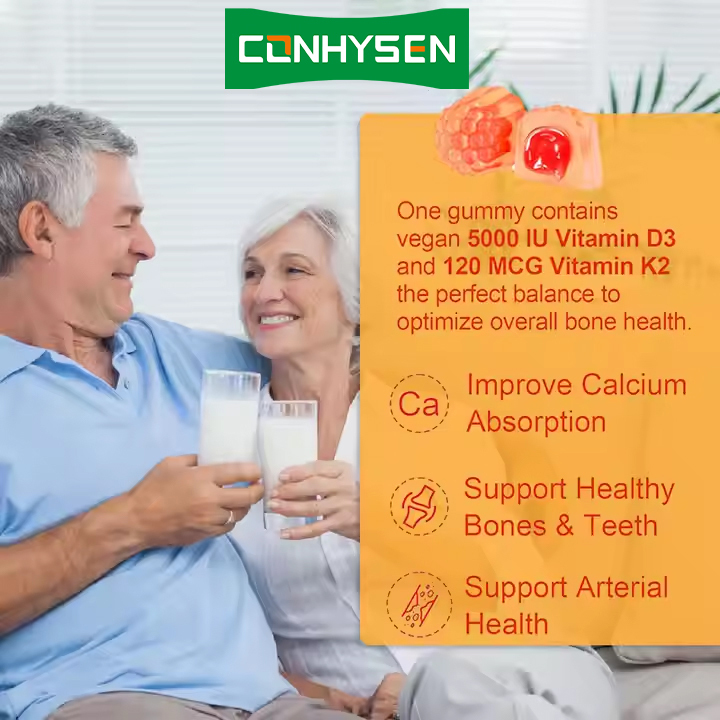 Gommosi senza zucchero per adulti con vitamina D3+K2 complessa OEM ODM, per il supporto immunitario