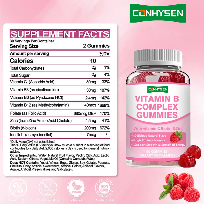 Gommosi al complesso di vitamina B ad alta potenza B12 per energia prolungata e supporto immunitario, integratori per la salute