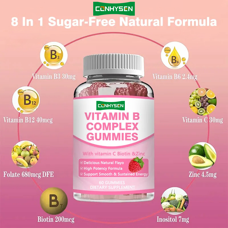 Gommosi al complesso di vitamina B ad alta potenza B12 per energia prolungata e supporto immunitario, integratori per la salute
