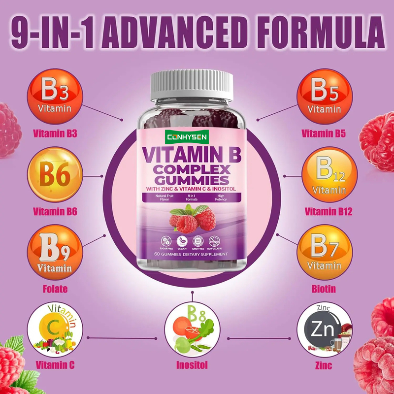 Vitamina B Complesso gomme per il rinforzo dell' immunità Vitamina C B6 Zinco Folato integratore alimentare Vitamina B12 Dolci