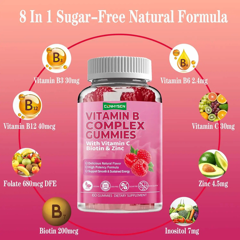 Gommosi al complesso di vitamina B con vitamina B6 Formula naturale per supportare un sistema immunitario sano