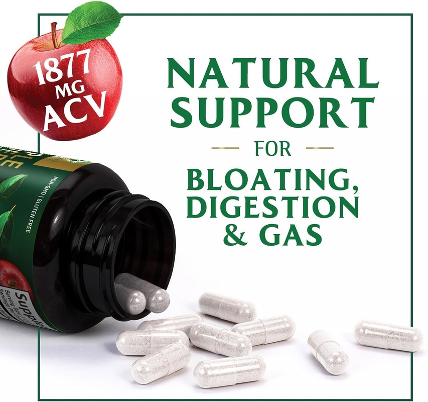OEM Capsule di chetoni naturali ACV per la perdita di peso, senza zucchero, biologiche, pancia piatta, capsule di aceto di sidro di mele, perdita di peso, caramelle gommose, fibre alimentari