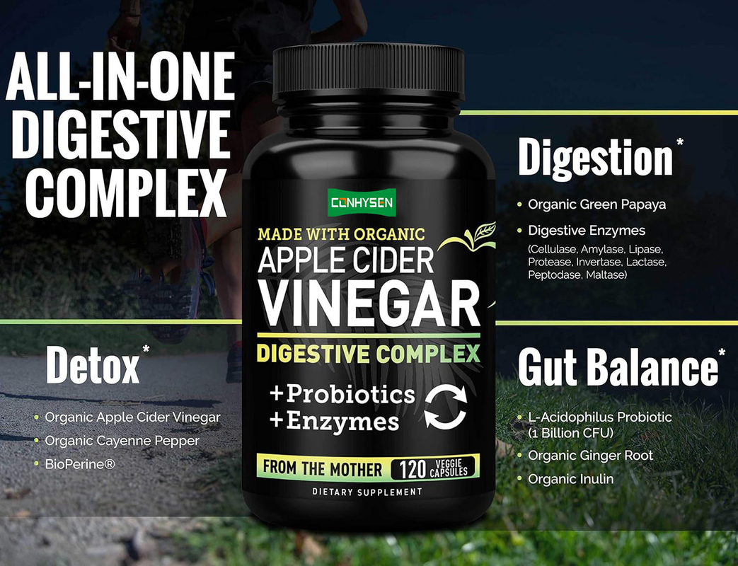 Capsule ACV per la perdita di peso OEM/ODM, Capsule di aceto di sidro di mele, Soppressore dell'appetito, Capsule di enzimi vitaminici all'aceto di sidro di mele