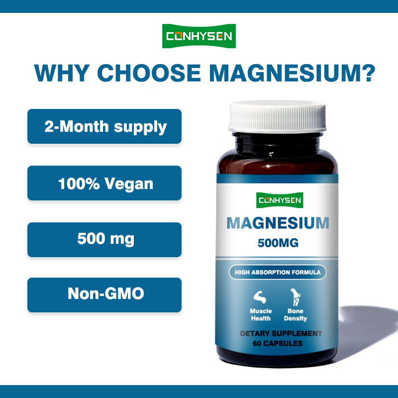 Capsule di magnesio personalizzate da 500 mg supportano la memoria e la funzione cerebrale Non OGM