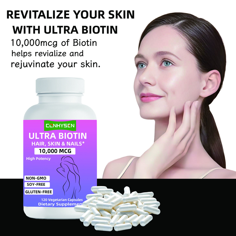 Capsule di biotina ultra di marca non OGM promuove i capelli pelle e unghie integratore di bellezza