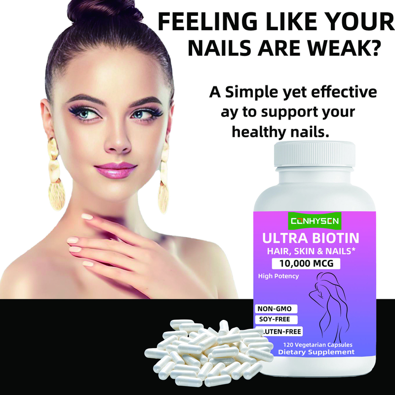 Capsule di biotina ultra di marca non OGM promuove i capelli pelle e unghie integratore di bellezza
