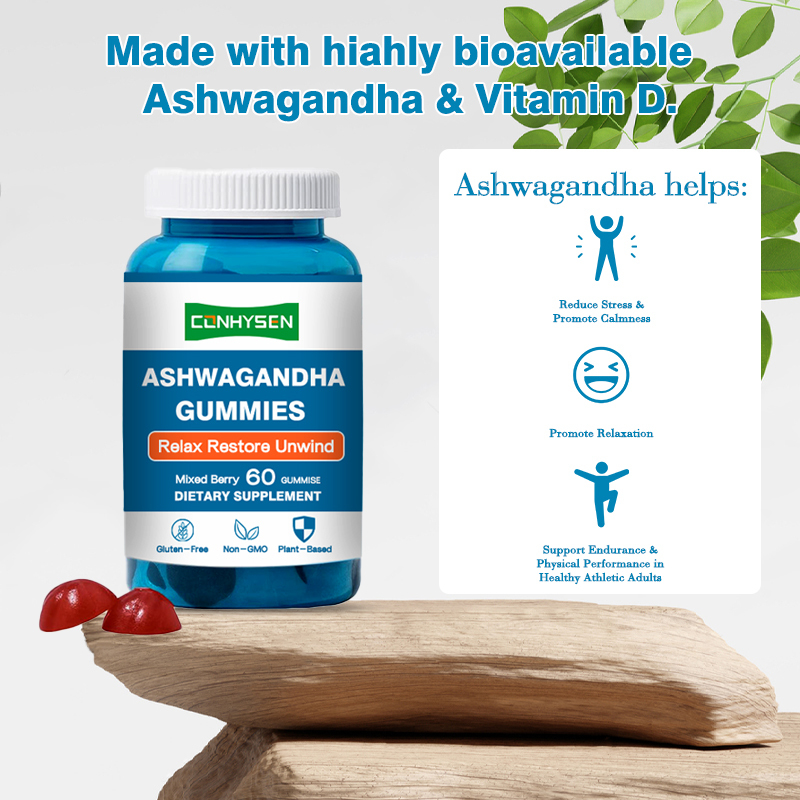 Gomme di Ashwagandha con vitamina D2 per il supporto immunitario 18 mesi di durata