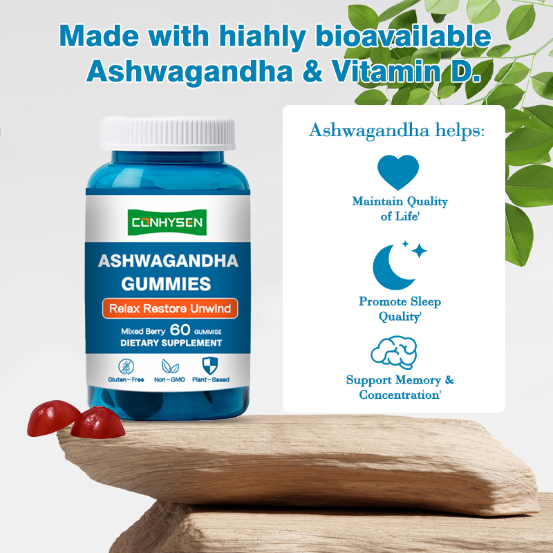 Gomme di Ashwagandha con vitamina D2 per il supporto immunitario 18 mesi di durata