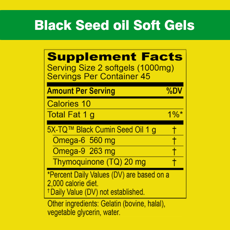 Softgel OEM Premium di Olio di Semi Neri Personalizzato per Supporto Immunitario e Salute delle Articolazioni