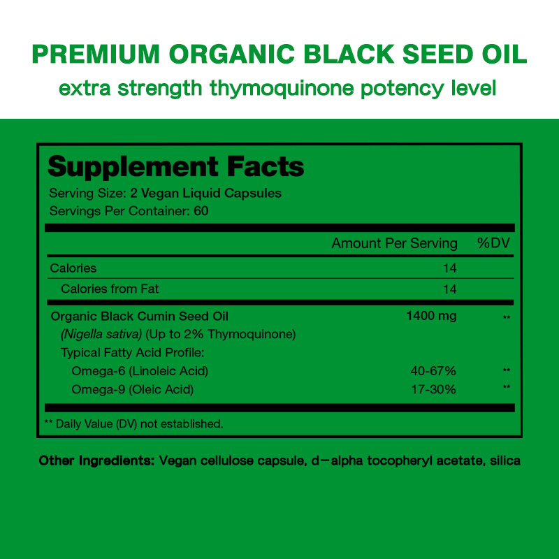 Capsule di olio di semi neri biologico 1000mg per la salute delle articolazioni - Durata 24 mesi