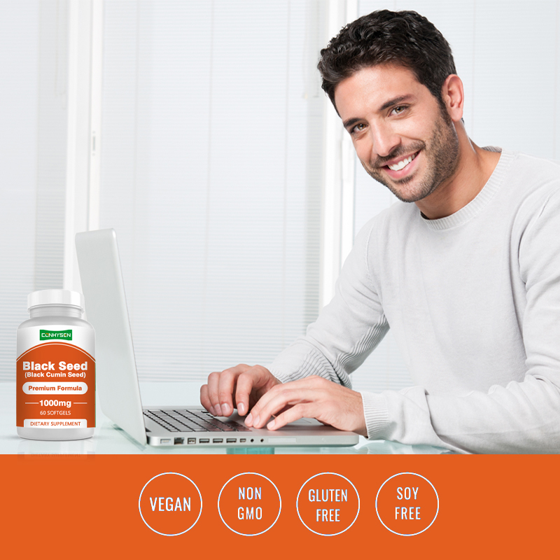 Softgels all'olio di semi neri 1000mg con Omega-3 6 9 per il supporto antiossidante