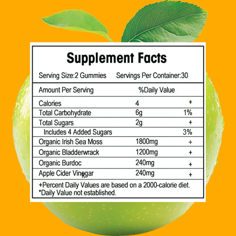 Gommosi di alga marina al gusto di mela per disintossicazione e pulizia, personalizzate