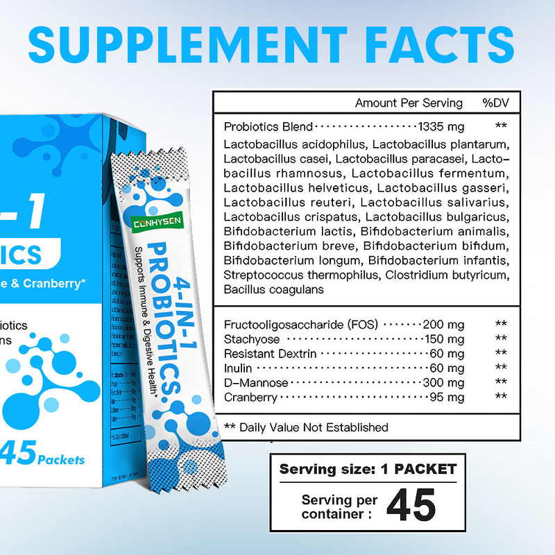 Polvere di probiotici 4-in-1 Pro D-Mannosio Marchio personalizzato Mantenere l'equilibrio del pH