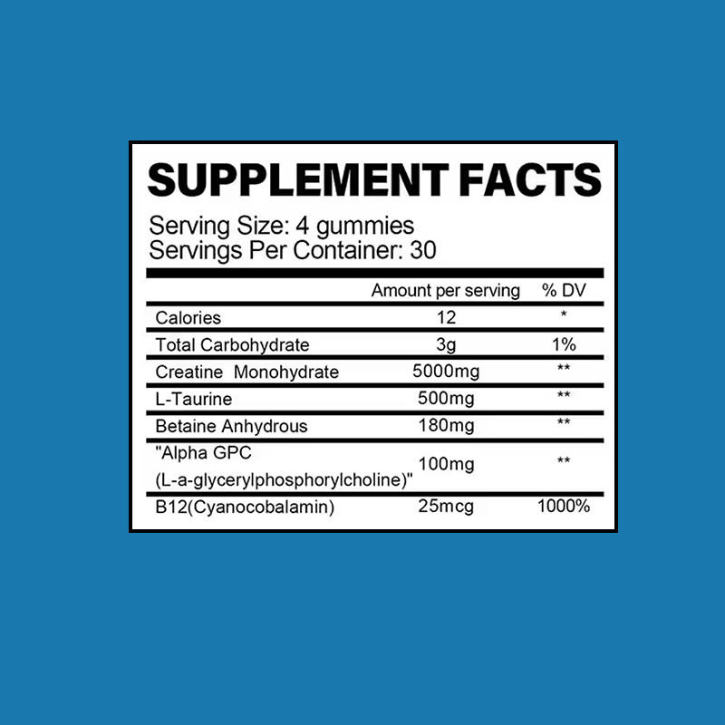 Creatina monohidrato per sport personalizzato gomma pre-allenamento pillole di crescita muscolare per adulti aumento di energia integratore di creatina