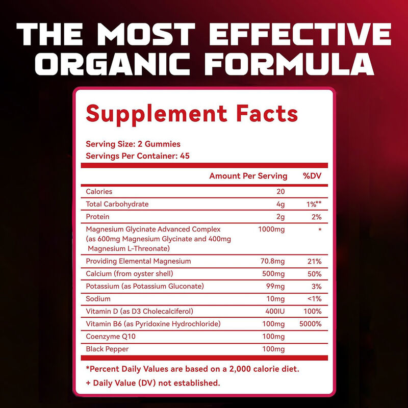 Vendita a Velocità Vegan Vitamina D Supplemento dietetico Migliora la qualità del sonno Magnesio Glicinato Gommi