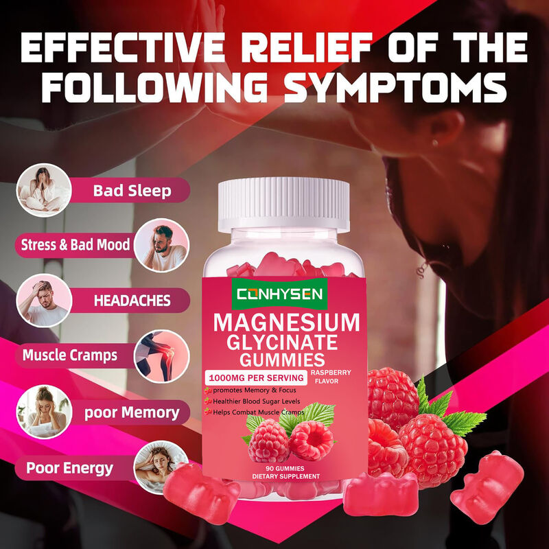 Vendita a Velocità Vegan Vitamina D Supplemento dietetico Migliora la qualità del sonno Magnesio Glicinato Gommi