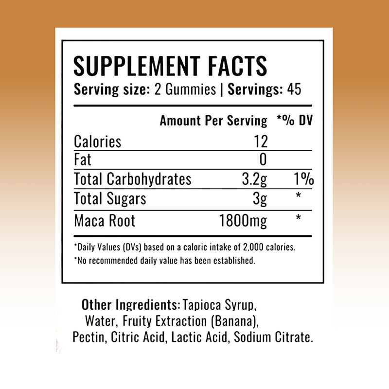 Proprietario Maca Root Gummies di alta qualità Uomini Potenziamento dell'energia Supplemento 1800mg Maca Extract Gummies per donne e uomini