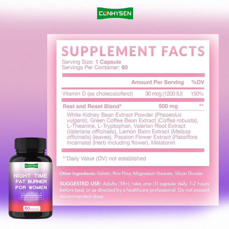Supplemento efficace per la perdita di peso bruciatore di grasso Capsule per la perdita di peso bruciatore di grasso notturno per le donne Supplemento per le capsule