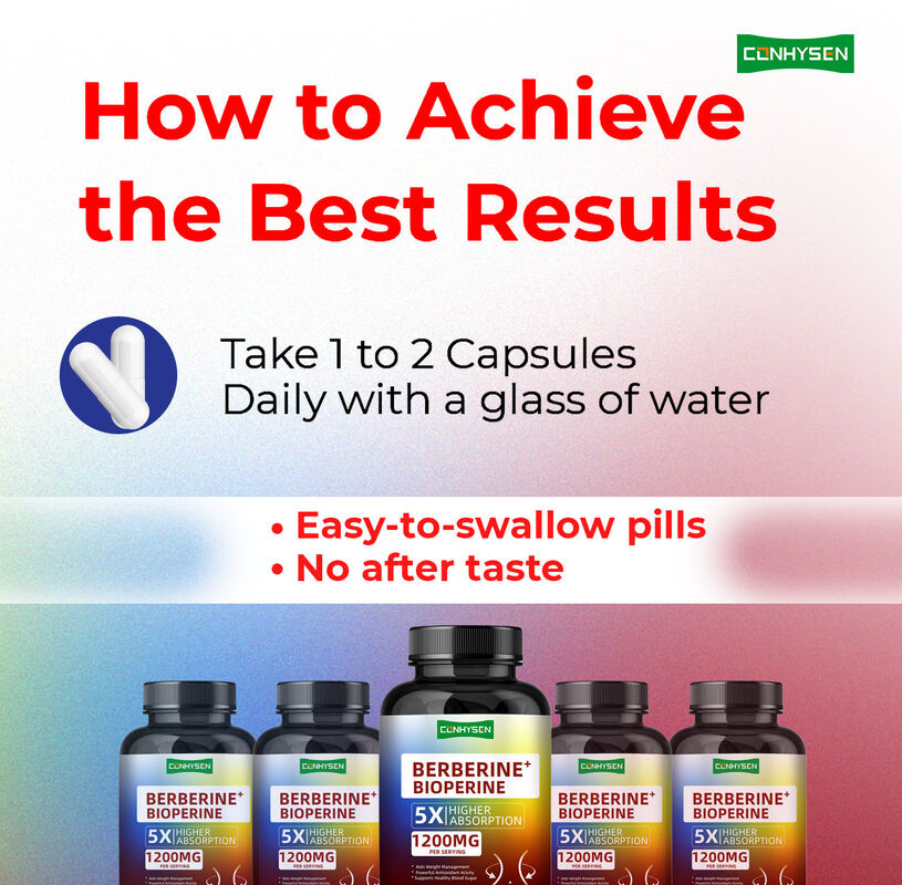 Capsule di radice di berberina HCI di alta qualità, capsule di berberina Bioperine per la gestione sana del peso, fibra alimentare