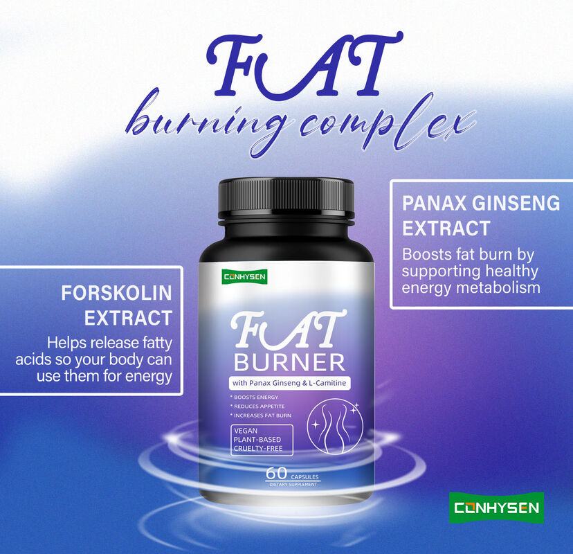 Integratore Brucia Grassi di Alta Qualità per Uomini e Donne con Panax Ginseng, Estratto di L-Carnitina 60 Fibre Dietetiche Vegetariane Brucia Grassi