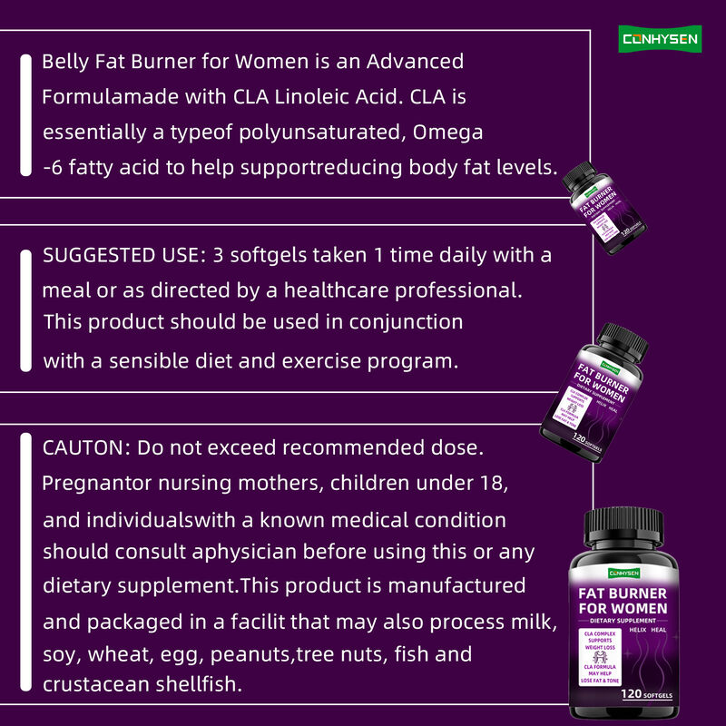 Marchio privato Capsule bruciatori di grasso CLA Complesso integratori alimentari Promuove muscoli per le donne Pillole dimagranti Fibra alimentare