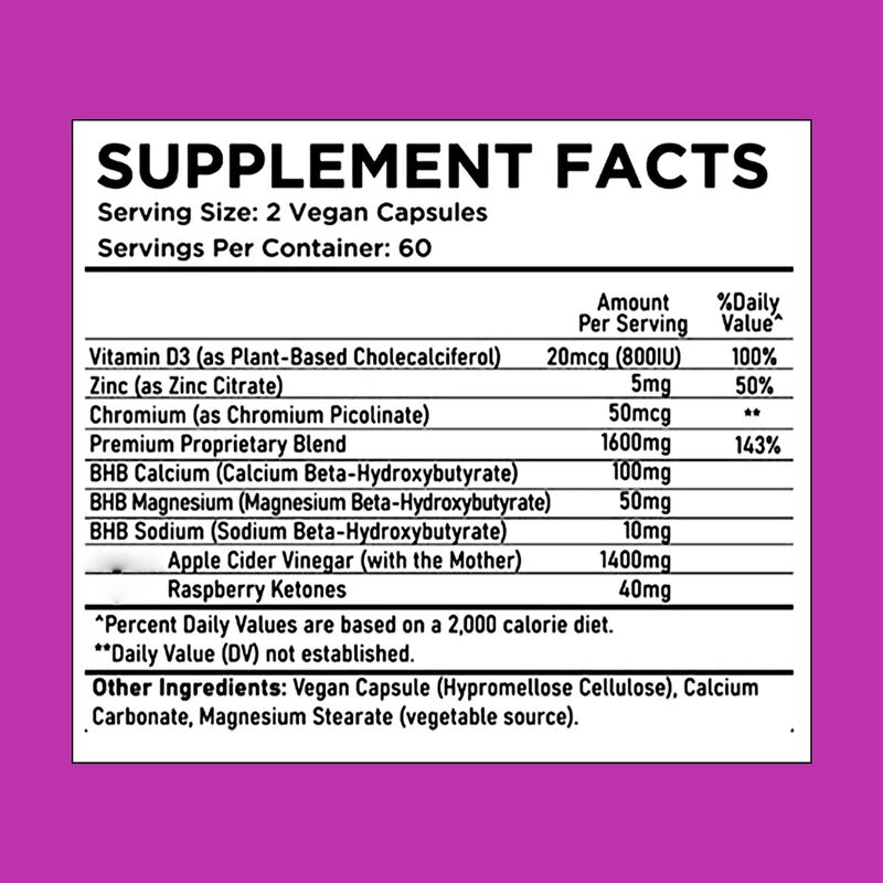 Capsule Keto OEM ODM con BHB ACV Vitamine Zinco Cromo Supporta Attività Metabolica Efficiente Pillole per la Perdita di Peso