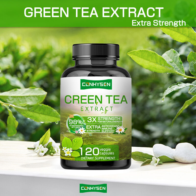 Capsule di tè verde ricche di EGCG Supplemento antiossidante Supporto immunitario Perdita di peso Diminuzione pillola bruciatore di grasso