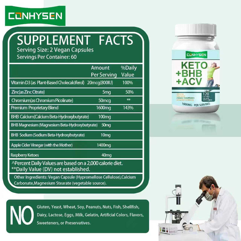 Etichetta privata Keto ACV BHB Supplemento dietetico di fibre Capsule Keto Bhb Capsule Supplementi dimagranti Capsule dietetiche