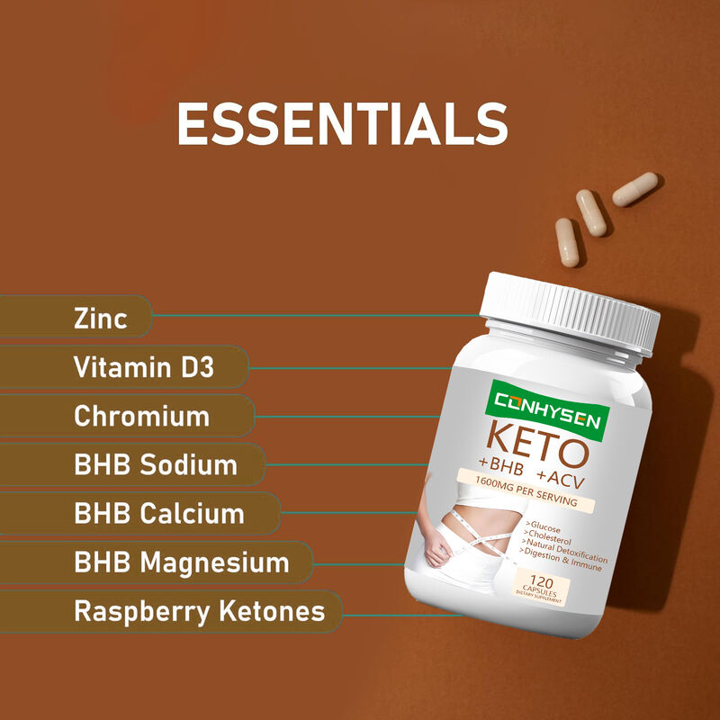 Capsule Private Label Keto+ACV+BHB con BHB e Aceto di Mele per Controllo del Peso, Aumento di Energia, Concentrazione e Brucia Grassi