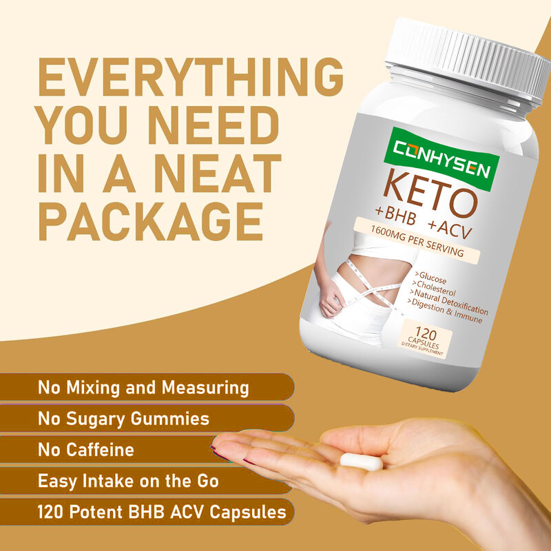 Capsule Private Label Keto+ACV+BHB con BHB e Aceto di Mele per Controllo del Peso, Aumento di Energia, Concentrazione e Brucia Grassi