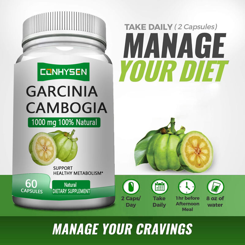 Marchio privato Garcinia Cambogia integratori a base di erbe Garcinia Cambogia Capsule supportano un metabolismo sano e supportano un umore migliore