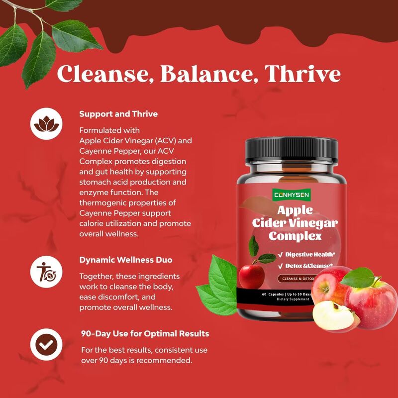 Integratore alimentare per il controllo del peso con aceto di mele in capsule per donne e uomini