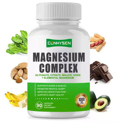 Complesso di magnesio Capsule Citrato ossido Glicinato Malato Supplemento per sostenere le ossa Muscolo