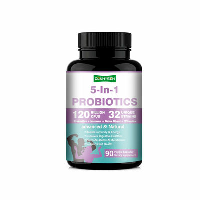 Capsule Prebiotiche 5-in-1 Private Label Promuove la Disintossicazione e il Metabolismo Integratori Probiotici