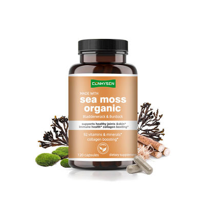 Capsule di muschio marino organico con vescica di burdock sostengono articolazioni e pelle sane